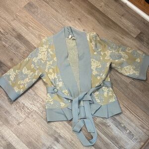 Moth Blue and Cream Floral Blazer